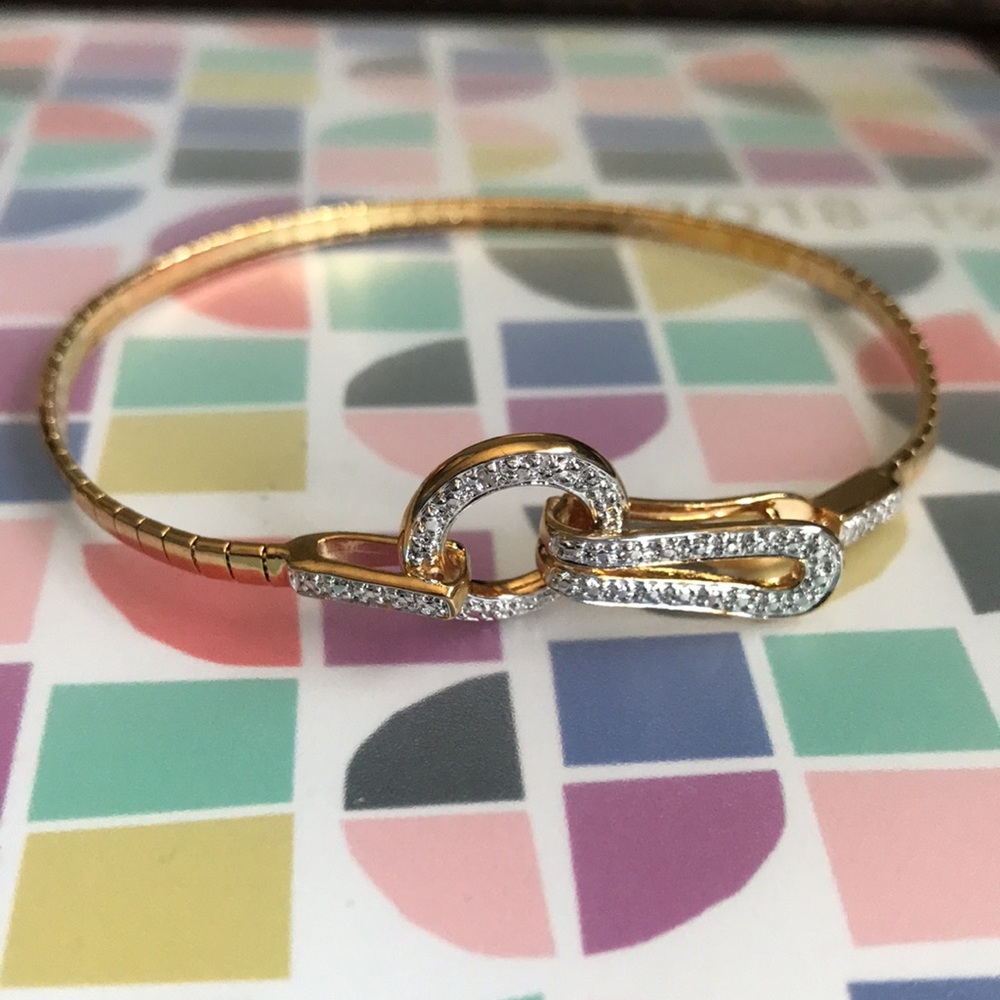14K Over Sterling Omega Link 2 Natural Diamond Chips & Illusions Bracelet